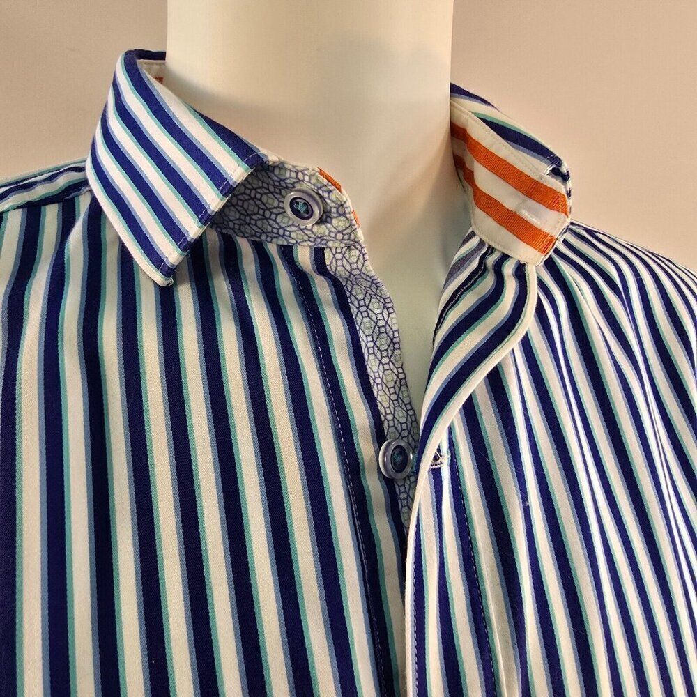 Robert Graham Striped Shirt Mens Sz M Tailored Fit Long Sleeve  Cotton